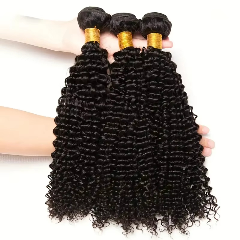 Kinky Curly Human Hair Bundles Brazilian Remy Hair Weave 100% Human Hair Extensions 10-32Inch 1/3/4pcs Bundles 3 Bundles Human Bundle Curly Hair for B