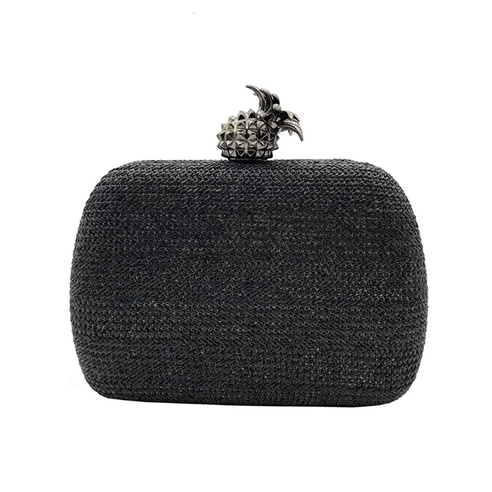 Fashion Pineapple Women Evening Bags Ladies Raffia Material Summer Clutch Purse Shoulder Chain Wedding Party Handbags 250605