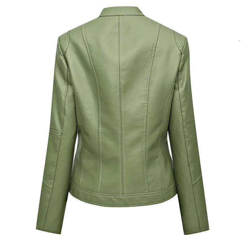 PU Faux Jacket Women Slim Fit Fashion Zipper Casual Biker Jackets Outwear Female Tops Spring Autumn Leather Coat WF163