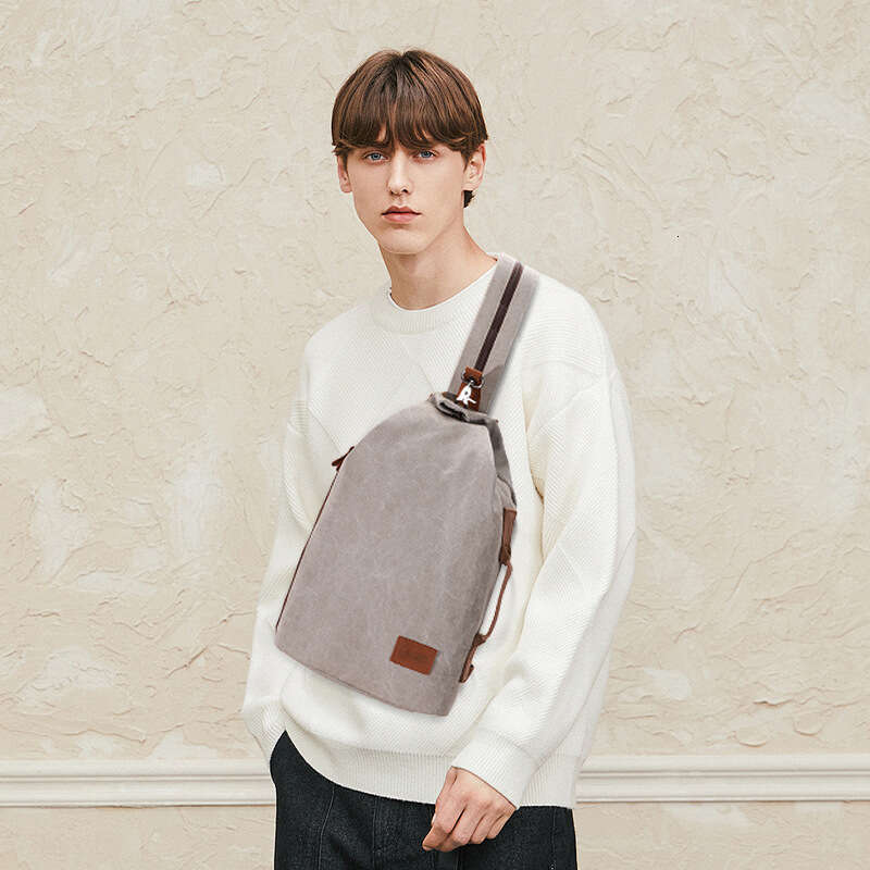 Crossbody Men's Sports Chest Large Capacity Casual Canvas Backpack Trendy Multifunctional Travel Shoulder Bag