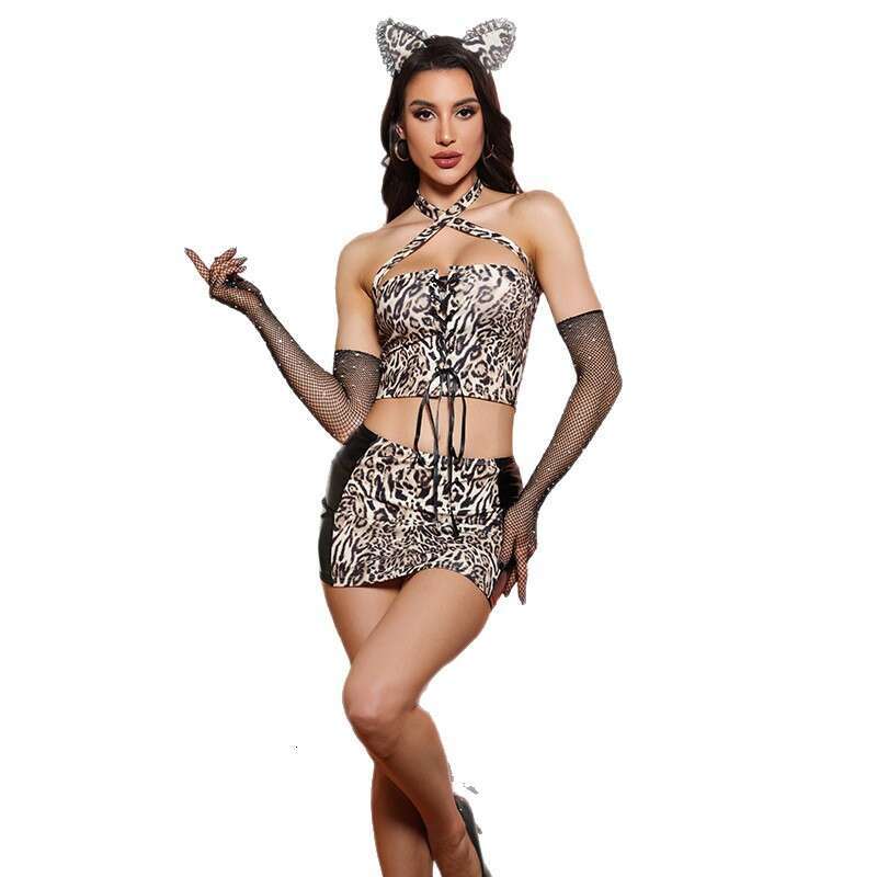 Spell Lingerie Porn Suits Lingerie Leopard Print Uniform Role Play Halloween Cosplay Cat Girl Sexy Set Sexy Lingerie