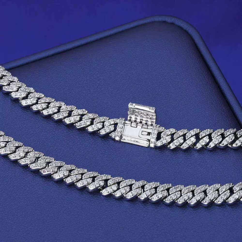 OACOCA Hight Quality 6MM VVS Moissanite Cuban Link Hip Hop Jewelry for Women White Gold 925 Silver Cuban Chain Necklace for Gift