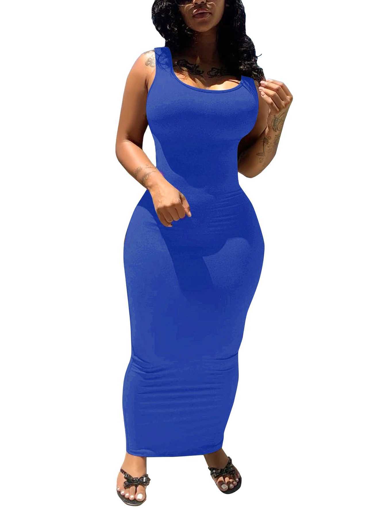 Elegant and slimming! Solid color sleeveless long dress - slim fit stylish and versatile. XJ250610
