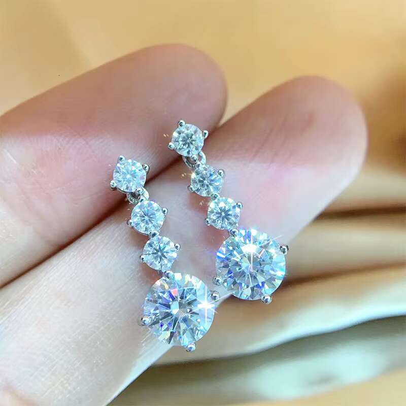 d color moissanite earrings 925 sterling silver nonallergenic fourclaw design simulated diamond long earrings