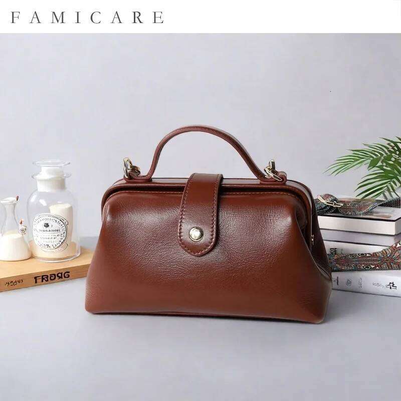 Hot Sale Women High Quality Waterproof Genuine Leather Messenger Lady Minimalist Doctor Handbag Girls Crossbody Shoulder Bag
