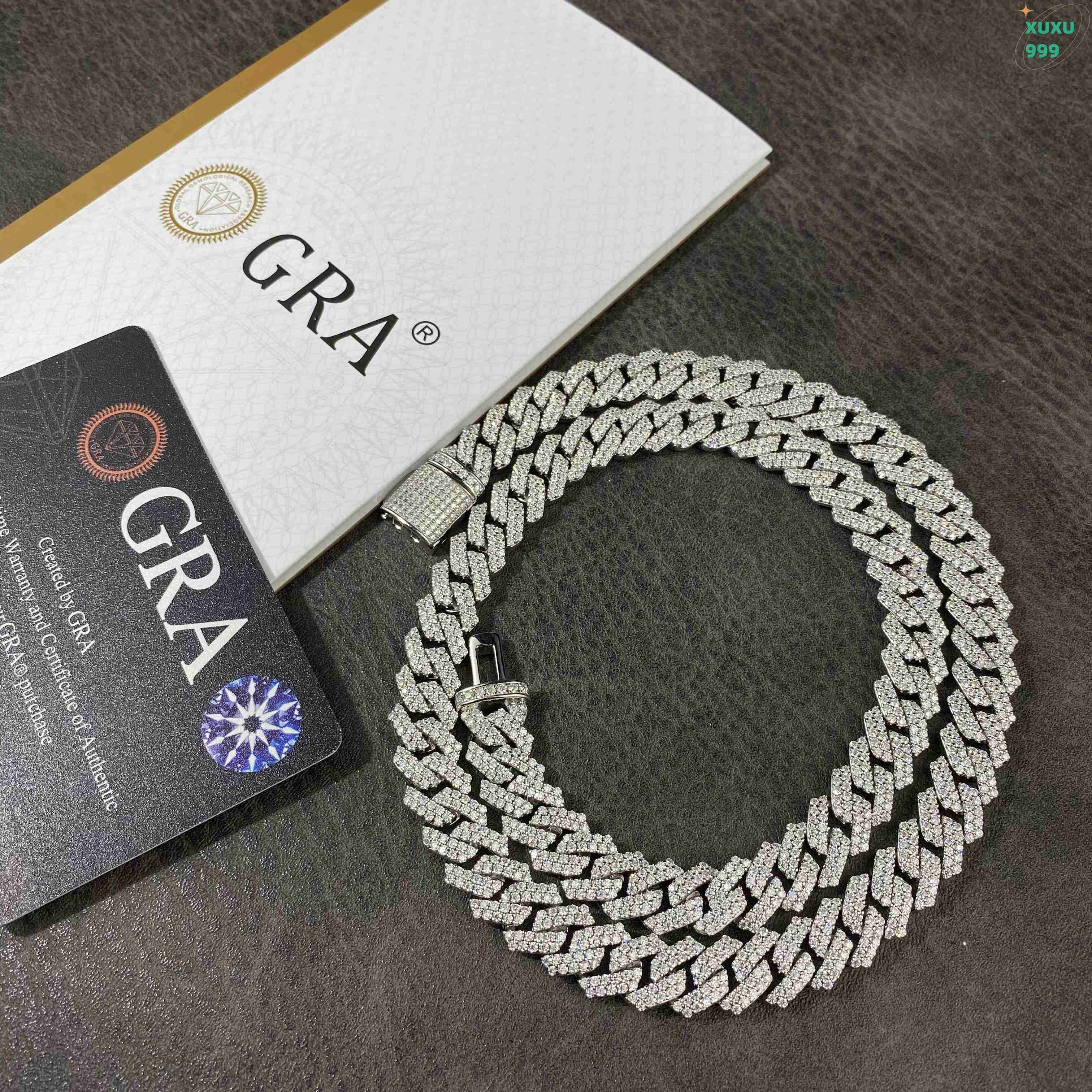 OACOCA Fashion Design 6mm 8mm 10mm 12mm VVS D Color Moissanite Diamond S925 Silver Prong Cuban Chain Necklace