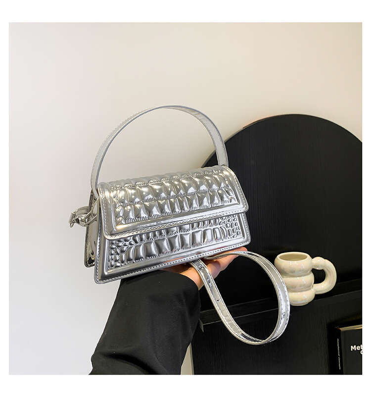 Stone Pattern Women's Crossbody Patent Leather Glossy 2024 New Fashionable Solid Color Small Square Bag for Women GUHUISHU