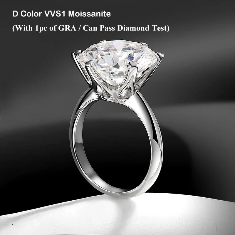 EWYA GRA Certified 0.5-10CT D Color Solitaire Engagement Rings for Women Silver 925 Wedding Bridal Big Diamond Band 250610