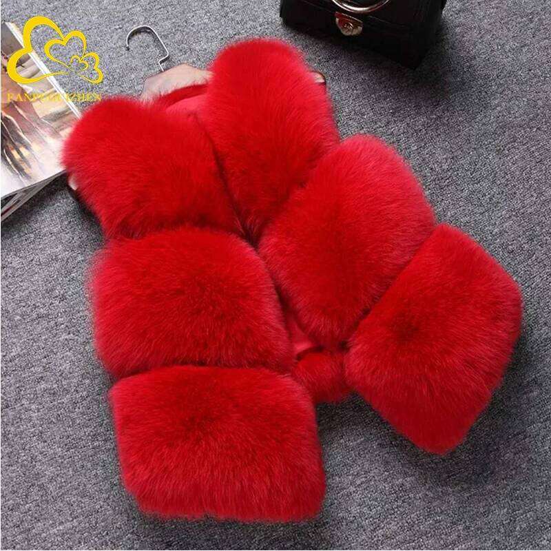 Fluffy Faux Fur Coat for Women, Thick Imitated Fox Overcoat, Warm Outwear, Female Fashion Vest, High Quality, Winter
