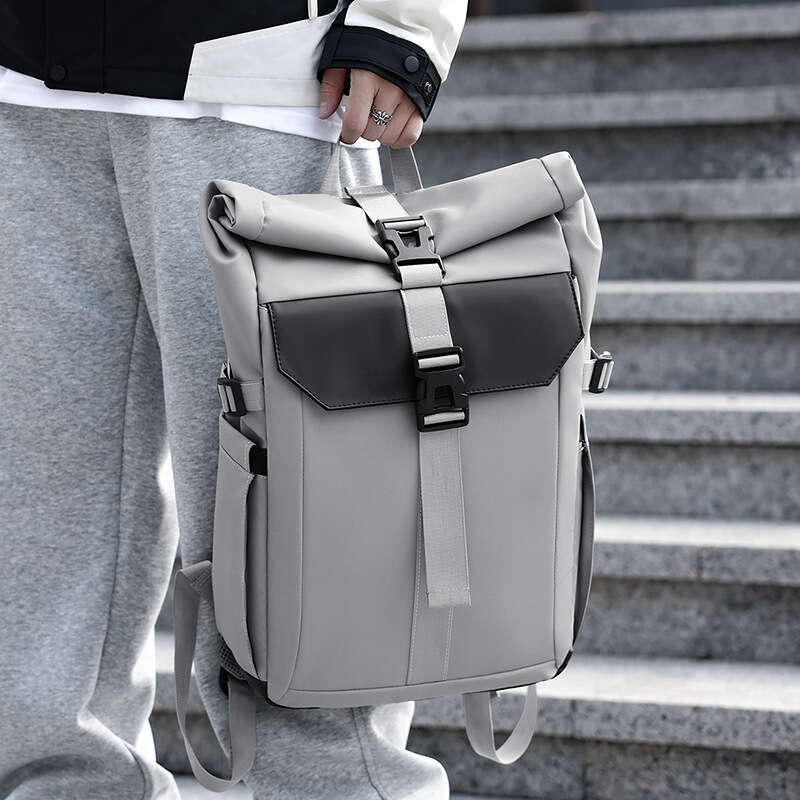 New Trendy Travel For Men, Foldable Roll-Top Functional Style Cycling Backpack, Outdoor Casual Backpack