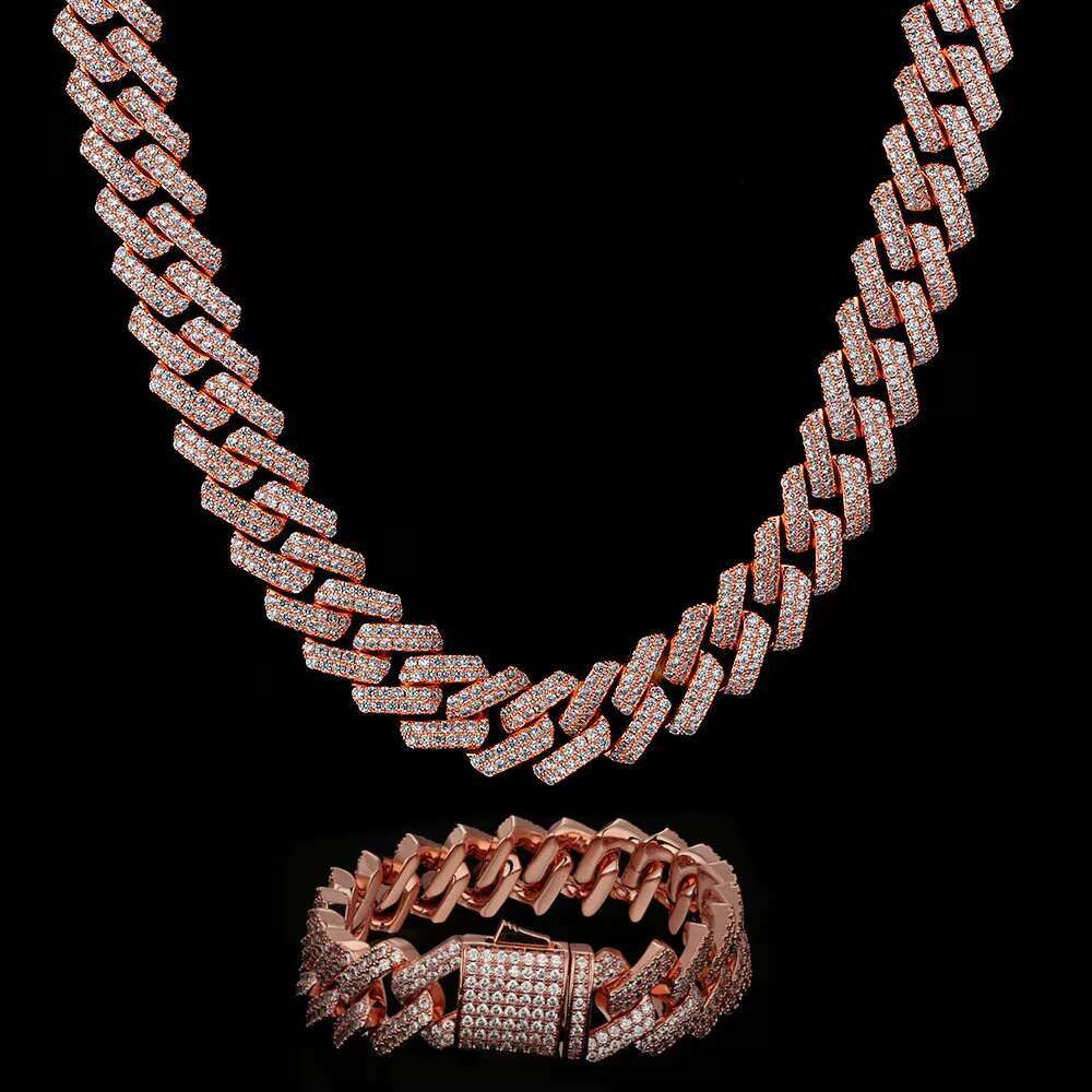 925 Silver 6mm Cuban Chain Necklace 14K Gold Plated VVS Moissanite Trendy Hiphop Iced Out OACOCA