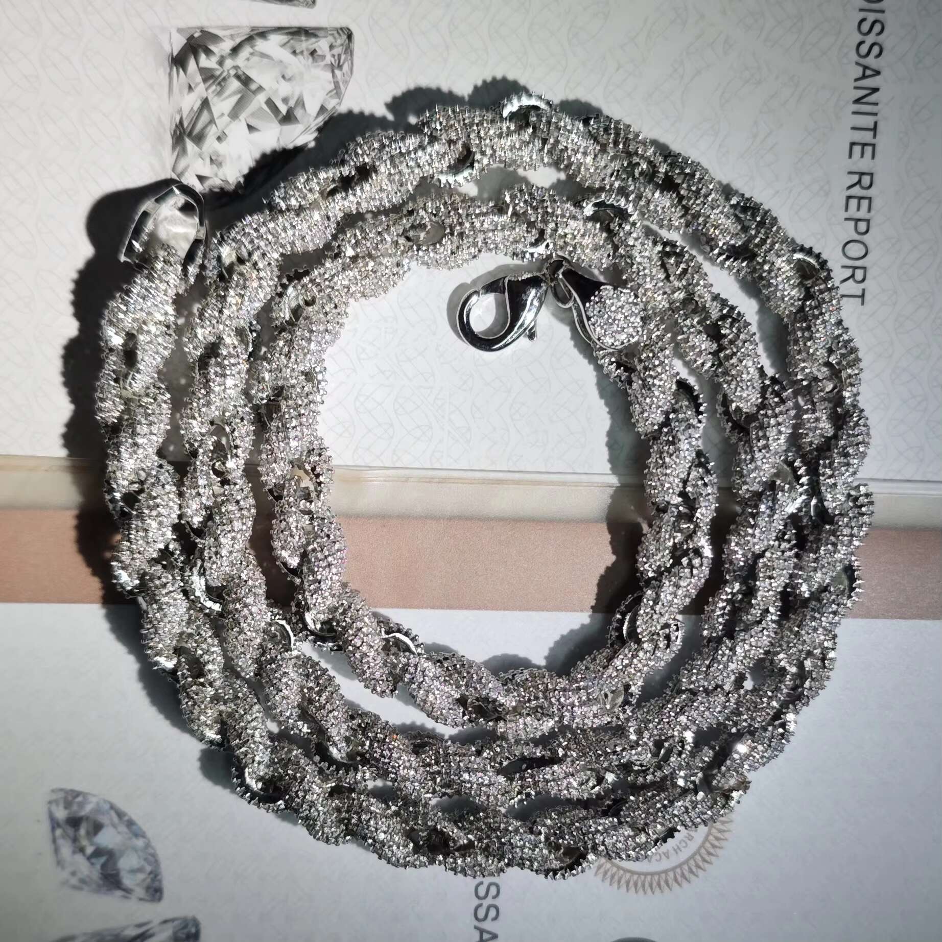 Wholesale VVS High Transparency Color Moissanite Jewelry Hip Hop S925 Silver Necklace Mens Cuban Chain Tennis Rope Chain