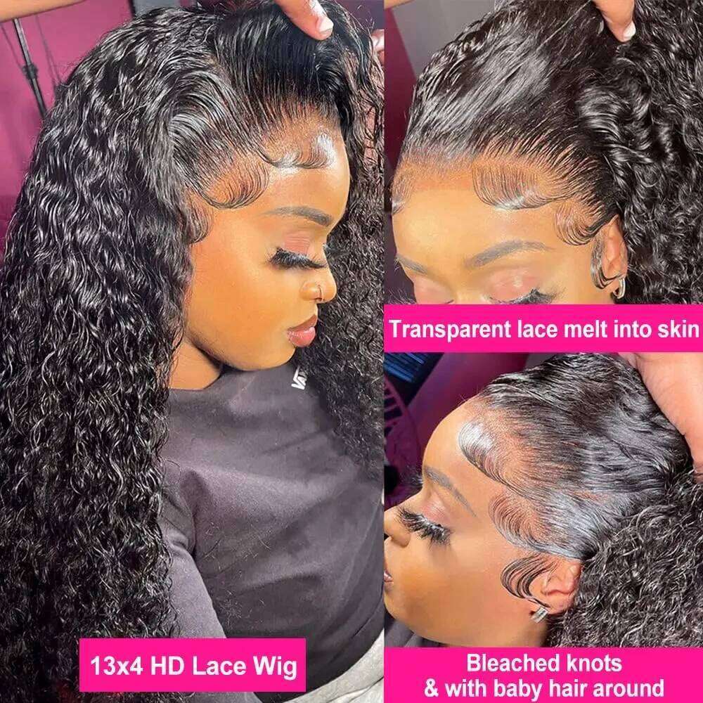 13x4 13X6 Deep Wave Frontal Natural Curly HD Front For Women Wet And Wavy Lace Closure Human Hair Wigs
