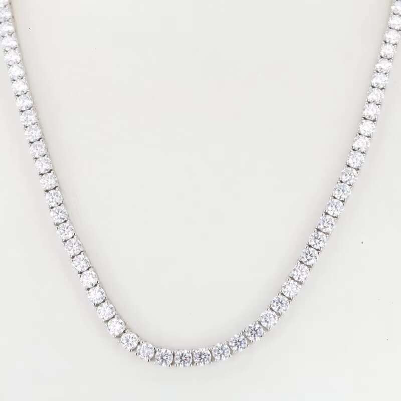 MOISSANITE 4mm Stone Hiphop Women Necklace Silver Tennis Chain Fine Jewelry Necklace OACOCA