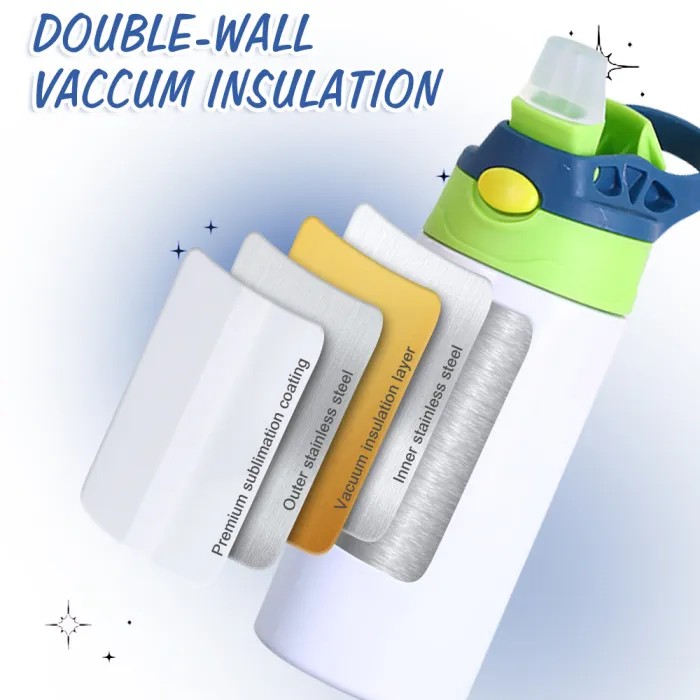 US Warehouse 12oz 20oz Sublimation STRAIGHT Sippy Cups Kids Water Bottle with flip on the top Stainless Steel Baby Bottle Feeding Nursing Bottle