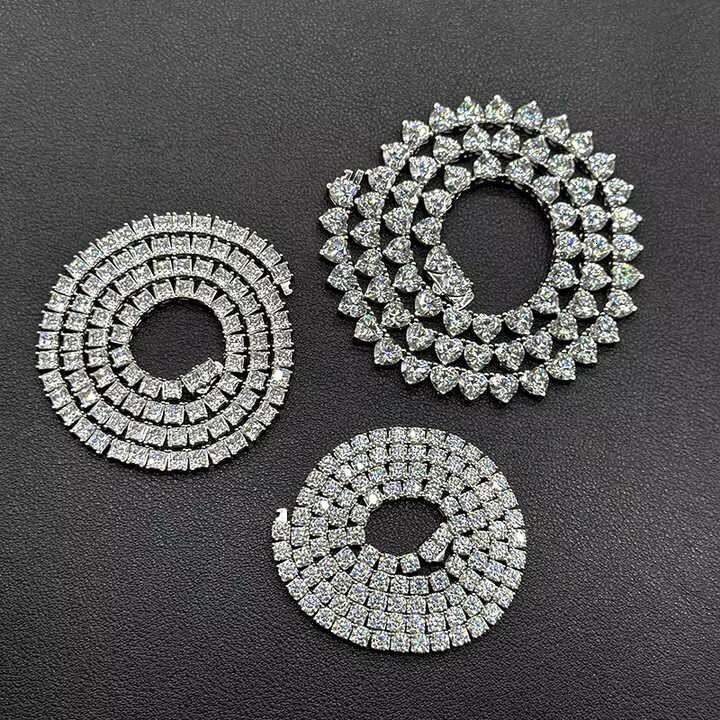 OACOCA Hip Hop Style White Moissanite Tennis Chain 2mm 3mm 4mm 5mm 6.5mm 925 Silver Cuban Link Necklace Custom Design Birthday Gift
