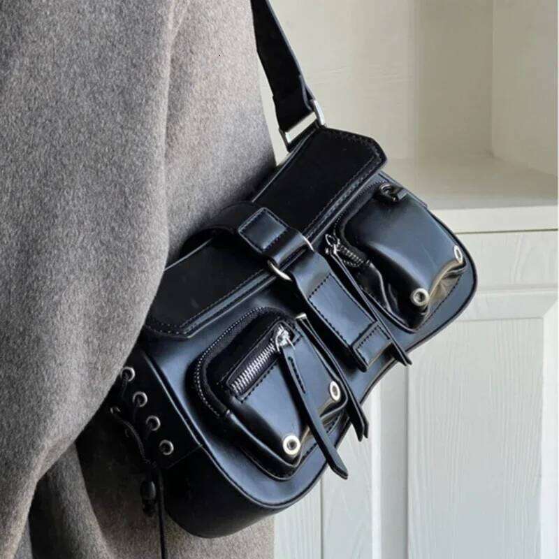 Y2k Korean Women Haruku Vintage Gothic Black Hand Bag Aesthetic Elegant Punk Wallet Purse Handbags Shoulder Trend Tote Bags