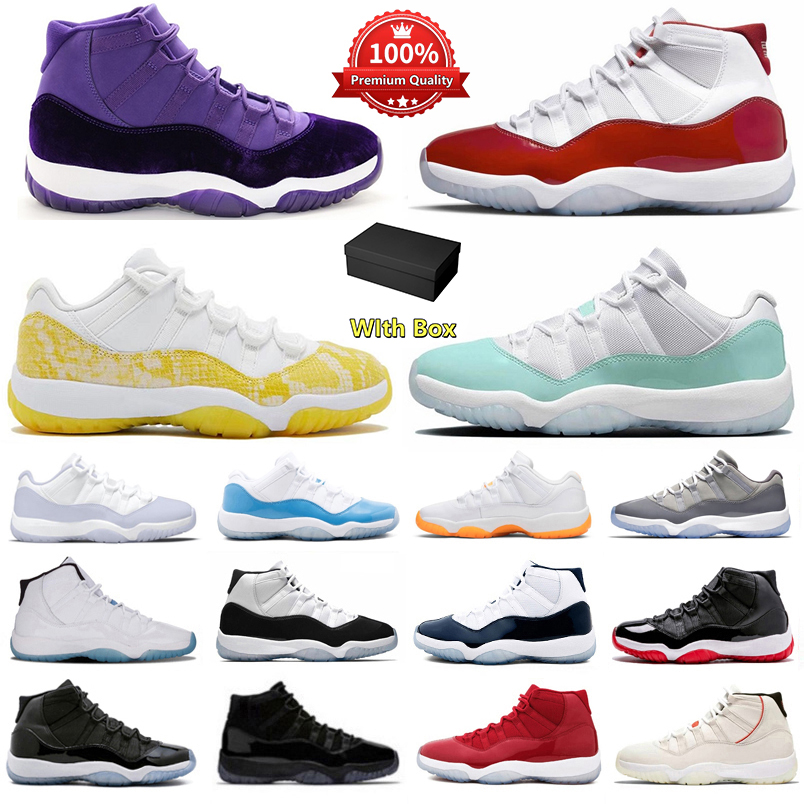 Designer Basketball Shoes 11 11s With Box Men Sport Sneak Grand Finale Sail Igloo Purple Rain Cherry Cool Grey Bred Red Midnight Navy Gamma Blue Womens