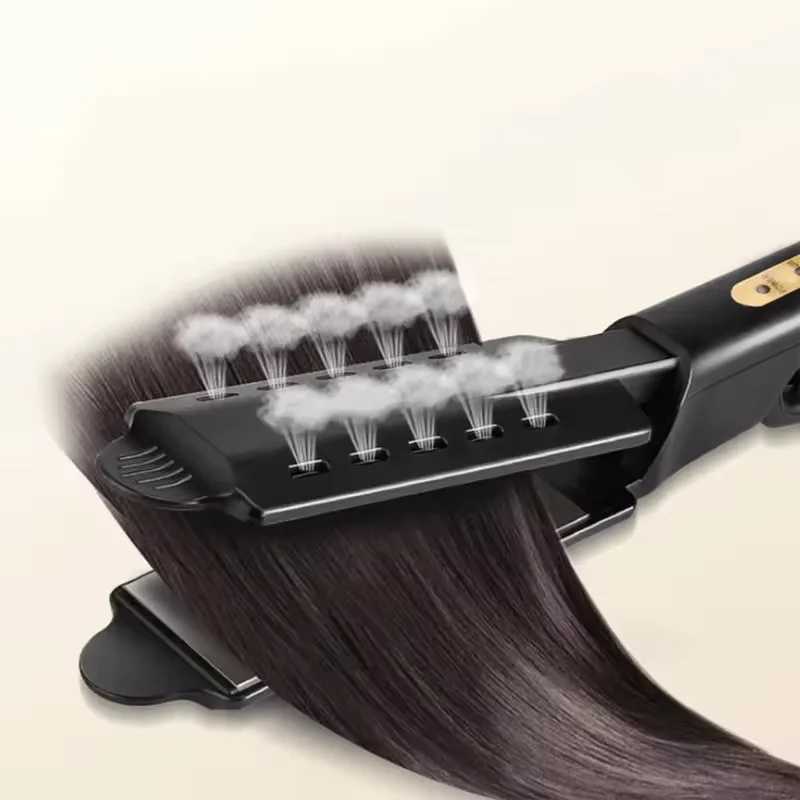 Portable ceramic tourmaline ion flat iron hair straightener with four temperature settings steam hair straightener W250610