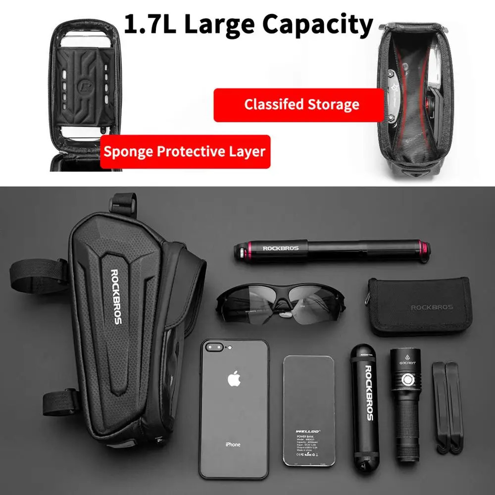ROCKBROS Bicycle Bag Waterproof Touch Screen Cycling Bag Top Front Tube Frame MTB Road Bike Bag 6.5 Phone Case Bike Accessories 250610