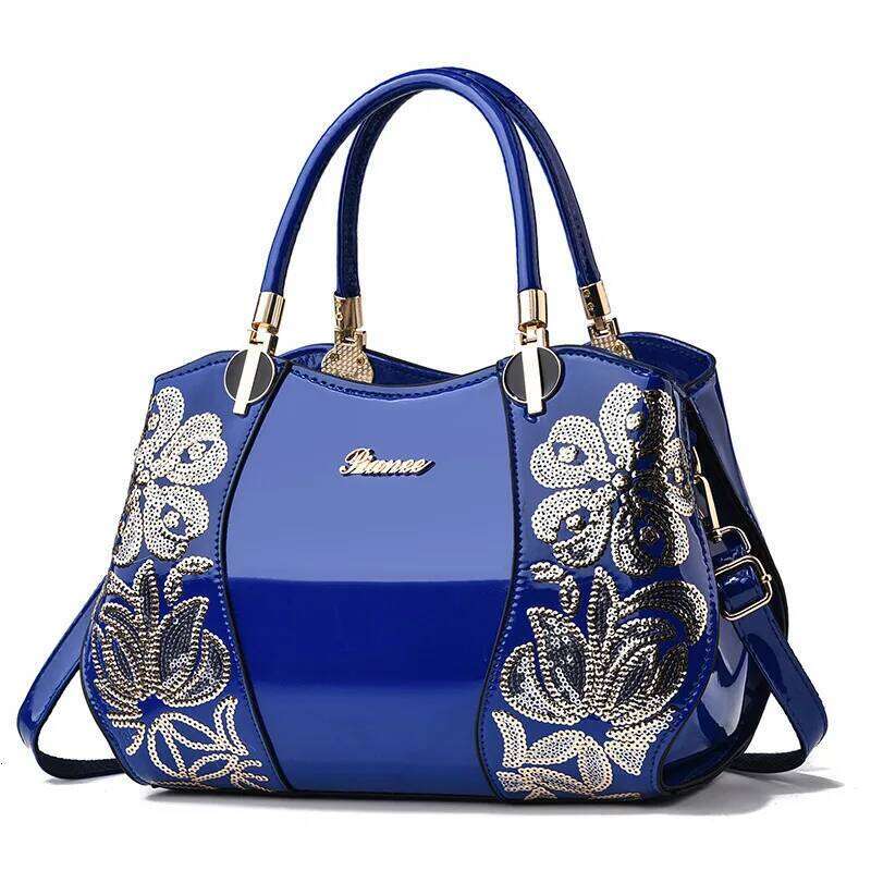Fashion Embroidered Shaped Boston Women's Crossbody Bag Patent Leather Large Capacity Womens Handbag Bolsos Mujer