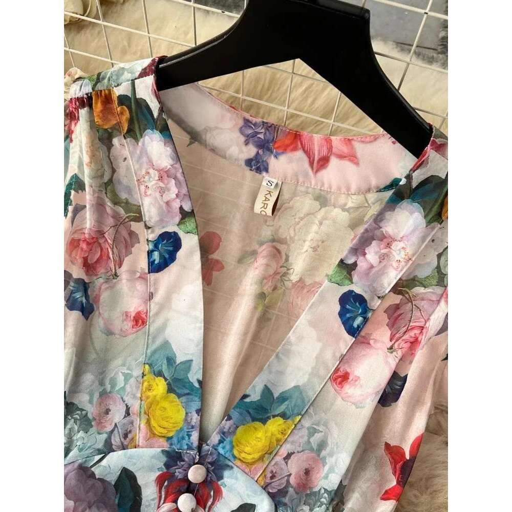 Summer Holiday Gorgeous Floral Retro Women Sleeveless Ruffles Flower Print Dress Female Bohemain Robe Festival Vestidos