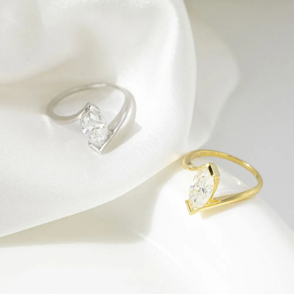 KNOBSPIN 5*10mm 1ct Pear Cut Solitaire Rings for Women D VVS1 Lab Diamond Fine Jewelry Solid 925 Silver Wedding Ring 250610