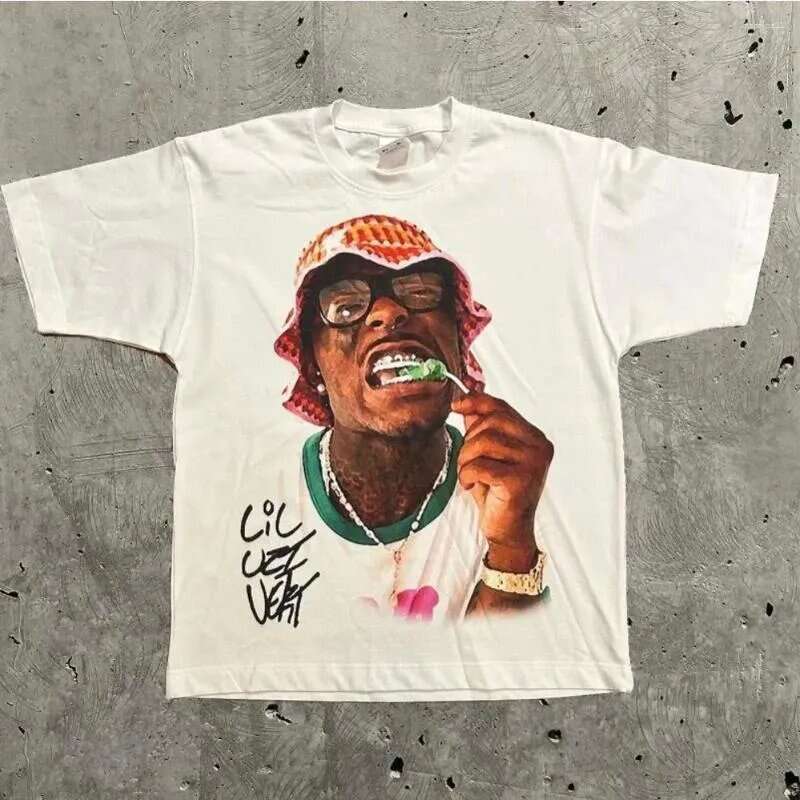 Men's Trend Portrait Print Short Sleeve T-Shirt Y2k gothic Harajuku Hip Hop Couple Casual loose luanyun