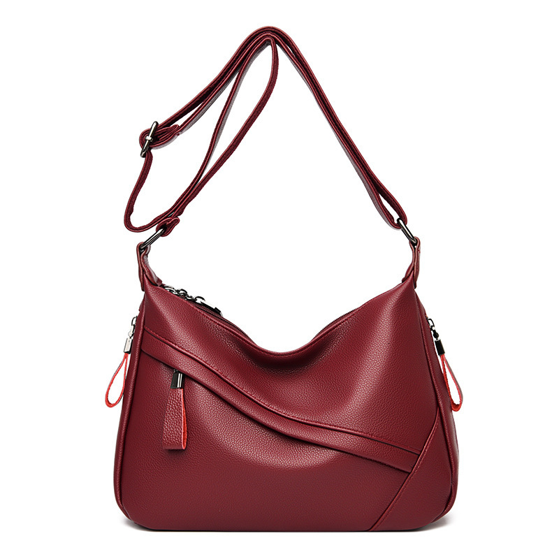 Free Shipping Luxury New Style Middle-aged Women's Bag Large Capacity Soft Leather Designer Simple Shoulder Mom Bag Elegant Crossbody Bag