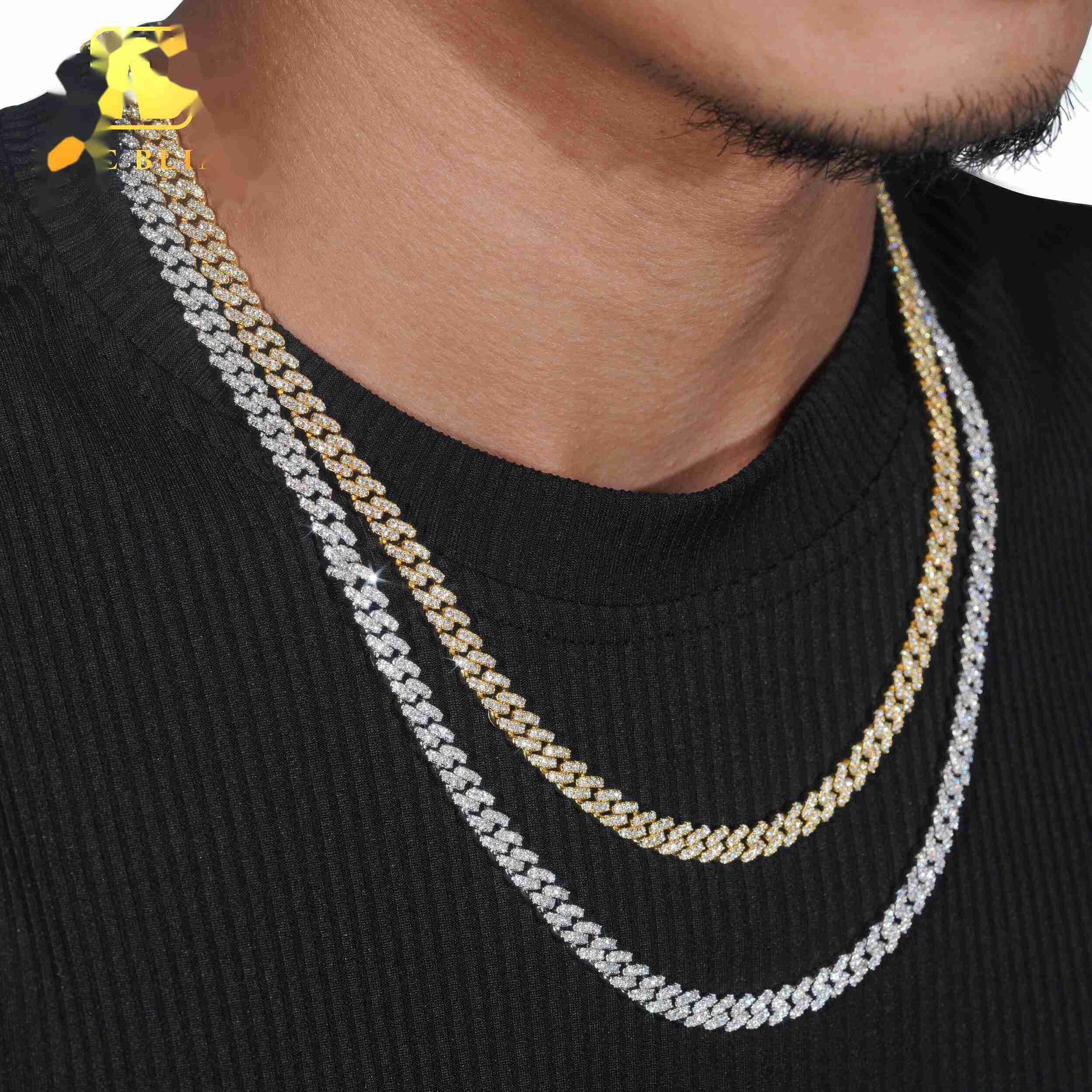 OACOCA 6mm Diamond Custom Iced Out Cuban Link Chain 925 Sterling Silver Moissanite Necklace Hip Hop Jewelry Necklace Bracelet