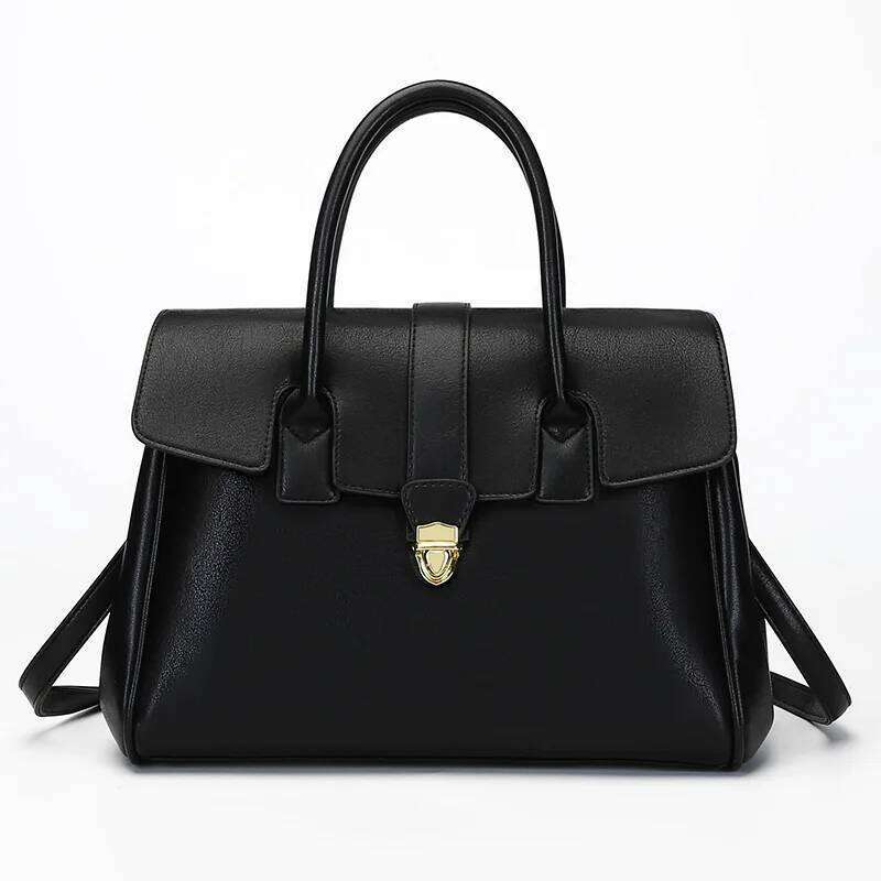 2025 Vintage Leather Tote For Women Spacious Designer Work Bag Water-Resistant Office Briefcase Commuter Travel Handbag