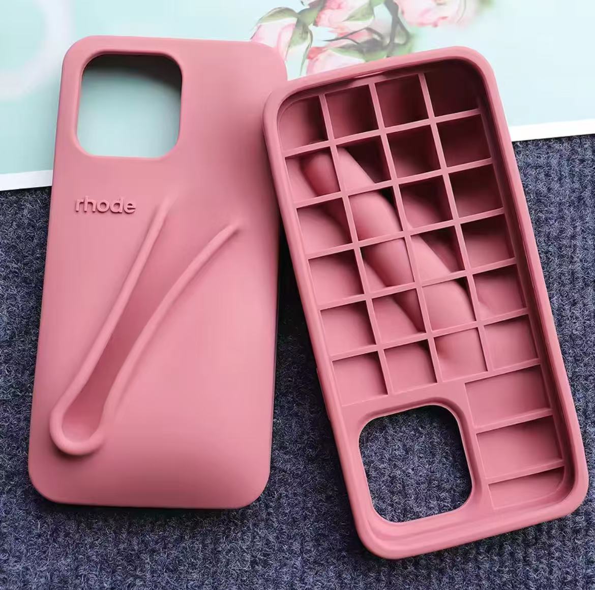 Autumn Edition New Rhode DIY Lipstick Lip Holder Soft Silicone Case for IPhone 16 15 14 13 12 11 Pro Max Plus Phone Stand Cover