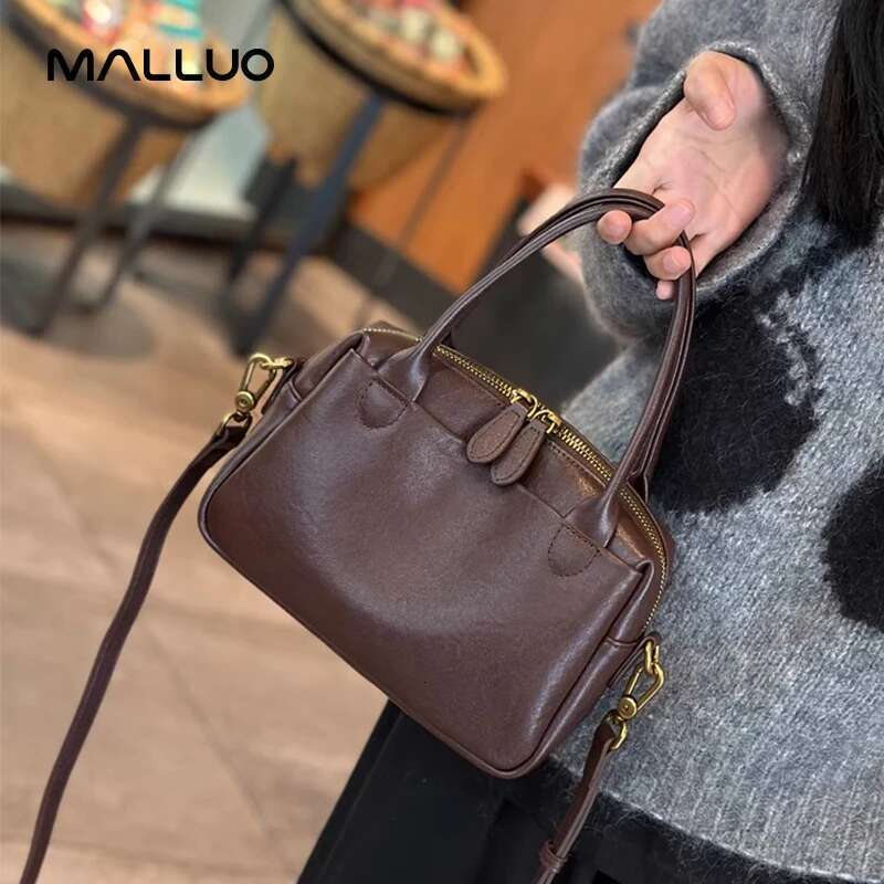 Women Natural Cow Leather Handbags Ladies High Quality Shoulder Bag Female Fashion Retro Designer Cowhide Crossbody Bags