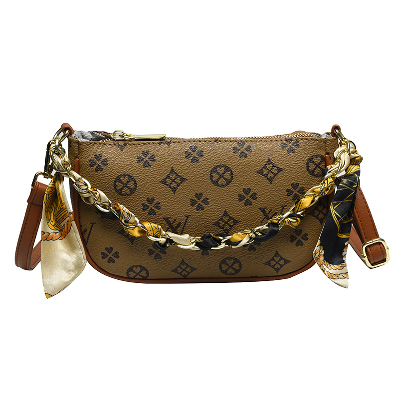 designer bag, retro texture, wide and floral women's bag, crossbody bag, trendy and fashionable casual, versatile chain bag, Free shipping