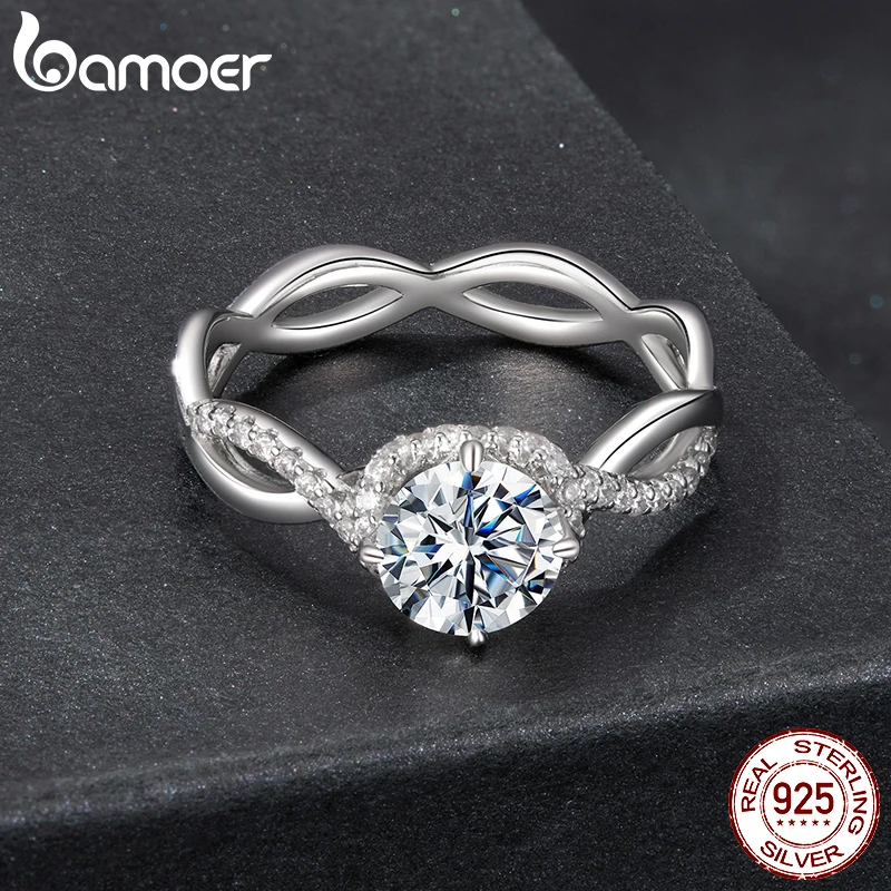 bamoer diamond Rings 925 silver platinum plated vvs1 moissanite wedding ring designer jewelry pass diamond engagement rings fashion couple ring for me