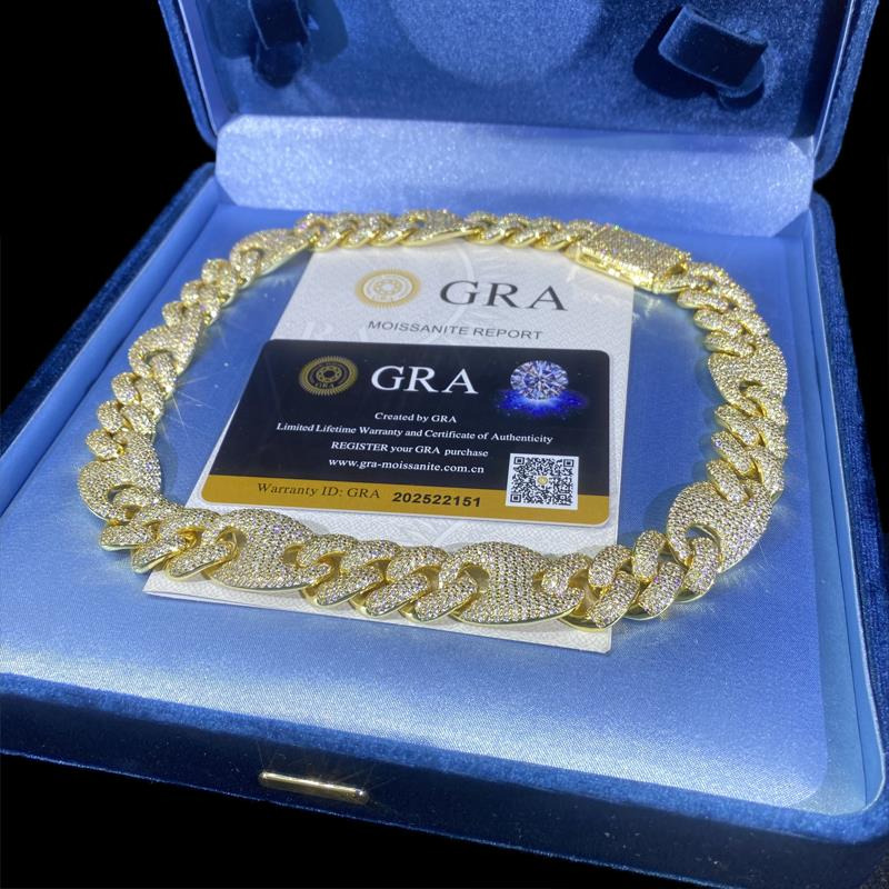 OACOCA Custom 925 Sterling Silver 16mm Cuban Link Chain Fine Jewelry Hip Hop Rose Gold Plated Necklace with Charm Moissanite Necklace