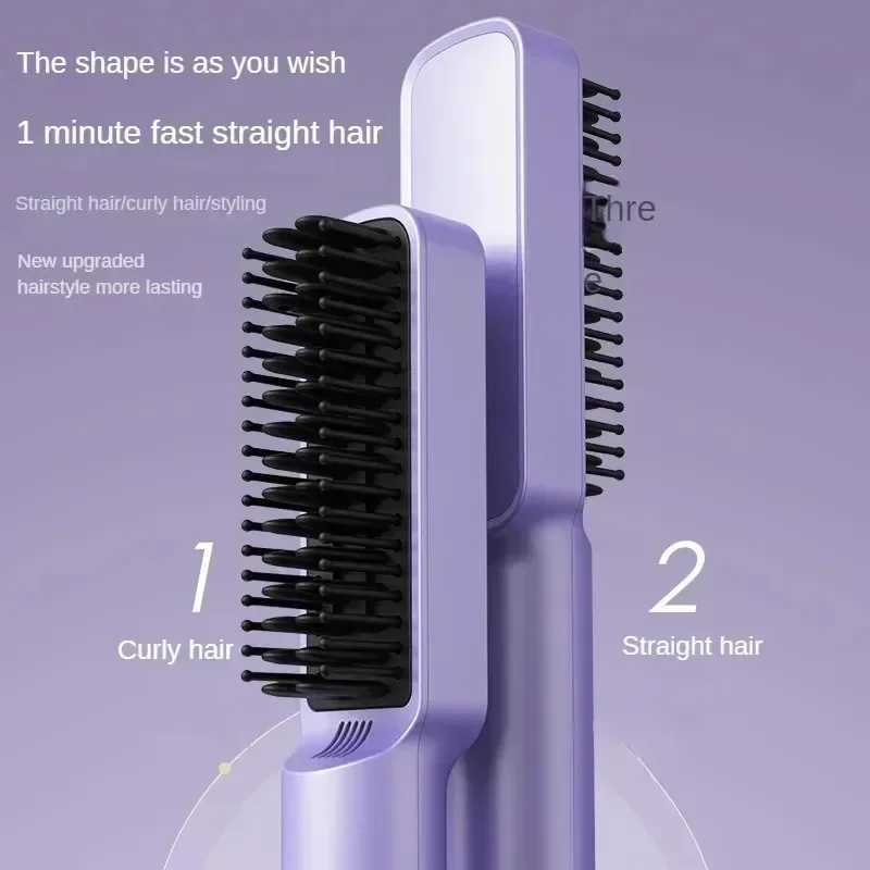 Electric Hot Hair Straighteners Hot Comb and Straightening Brush Hair Styling Appliances Home Portable Curling Mini Negative Ion W250610