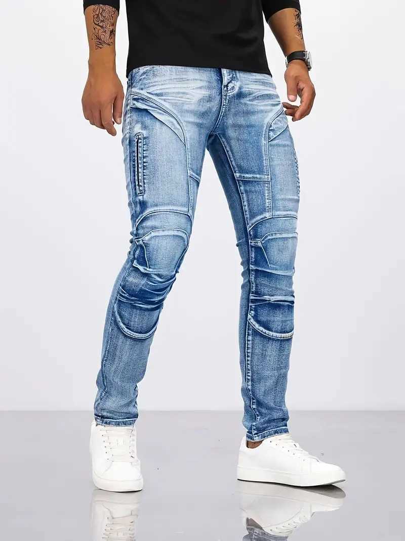 2025 Jeans Mens Small Straight Leg Denim Design Pants New Slim Fit Small Hole Long Pants High Street Classic High Quality Mens M250610