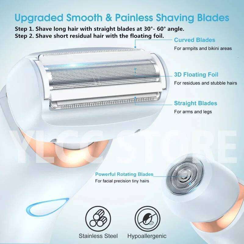 Electric Razors Women 2 In 1 Bikini Face Shavers Hair Removal for Underarms Legs Ladies Body Trimmer IPX7 Waterproof