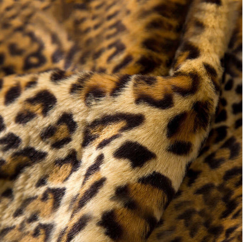 New Faux Fur Korean Style Women's Mid-Length Blazer With Sexy Leopard Print And Suit Collar