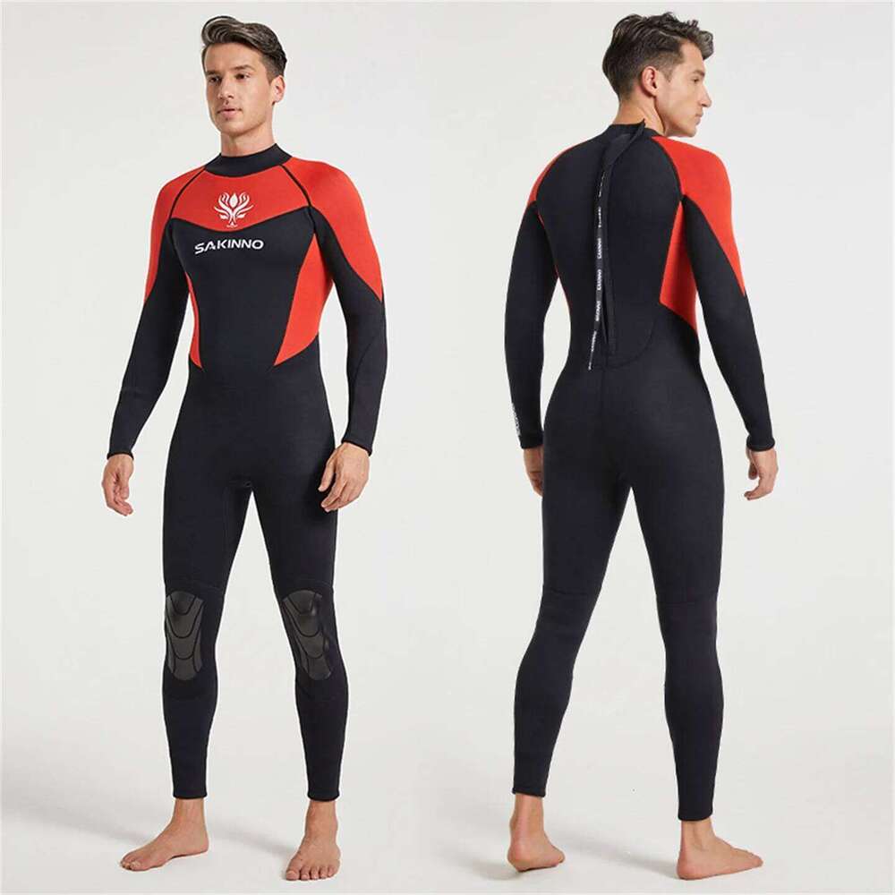 3MM Neoprene Spearfishing Wetsuit Men's One-Piece Diving Suit Surfing Snorkeling Winter Long-Sleeved Thick Thermal Swimsuit