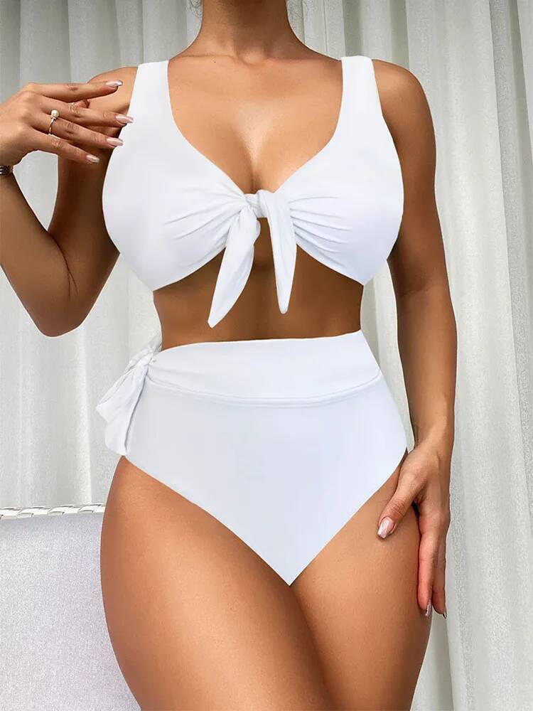 Sexy Micro Bikini Sets Swimwear Women 2023 Solid V-neck Two Piece Swimsuit Beach Swimming Bathing Suit Monokini Biquini Outing