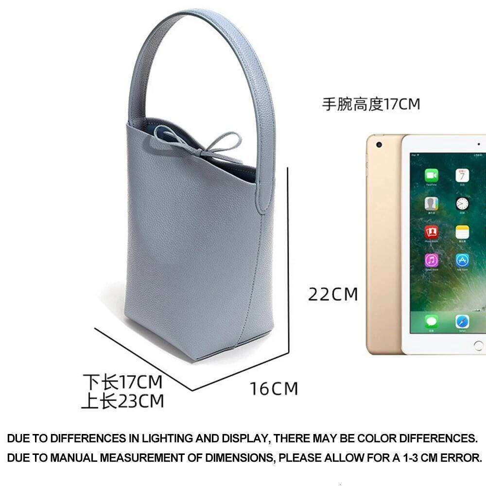 Large Capacity Women Bag Lazy Tote Casual Daypack Pack Bucket Handbags Ladies Solid Color Genuine Leather Handbag