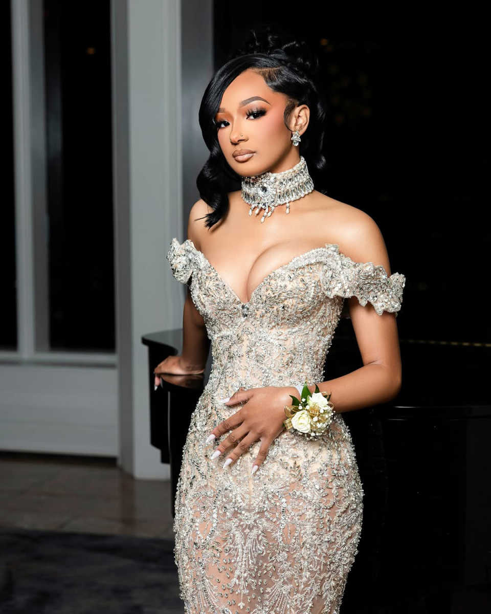 Stylish Mermaid Evening Dress V Neck Prom Gowns Sequins Beads Appliques Shine Prom Dress vestidos de festa Special Occasion Dresses Plus Size Customiz