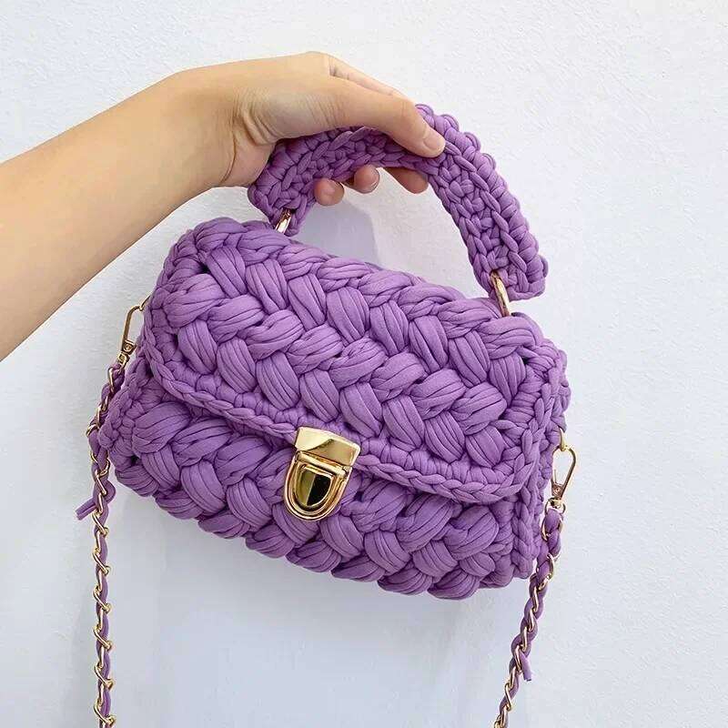 DIY Knitted Wallet Fashion Rope Woven Ladies Handbag Designer Casual Chain Shoulder Messenger Bag