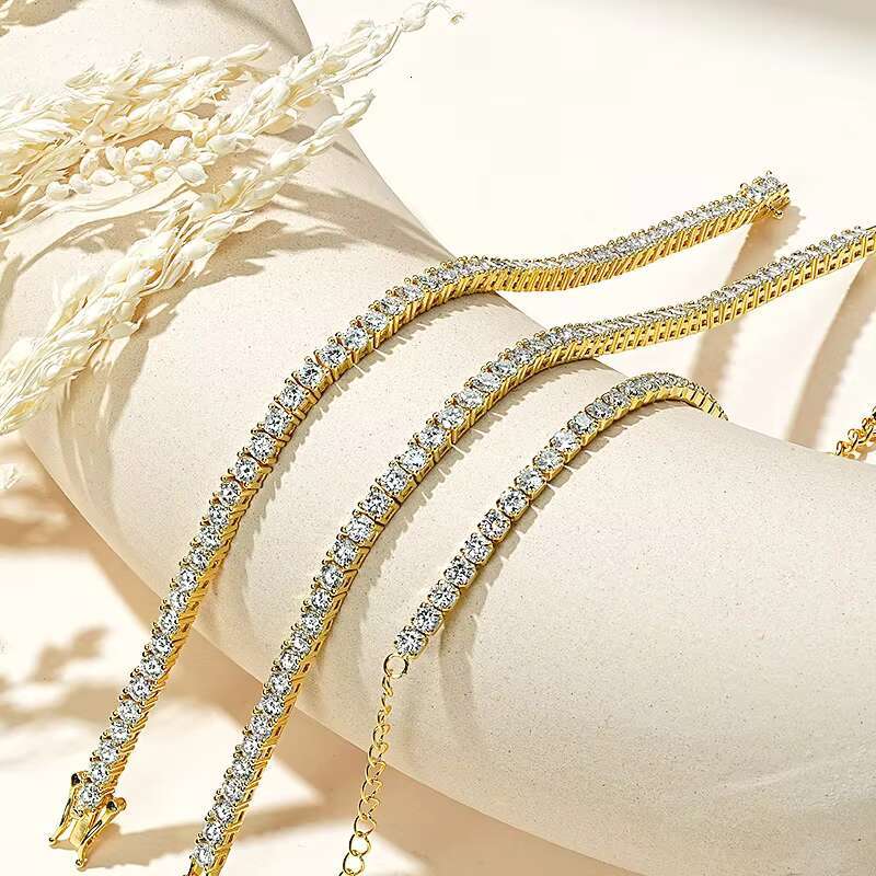 Fine Jewelry VVS 3mm Mossanite Jewelry Iced Out Tennis Bracelet 925 Sterling Silver Sparkling Moissanite Tennis Bracelet Chain