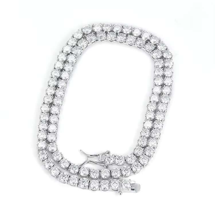 Men's and Women's Luxury Moissanite Tennis Necklaces Solid 10K & 14K Gold with Precious Gemstones (Choose from Multiple Sizes)