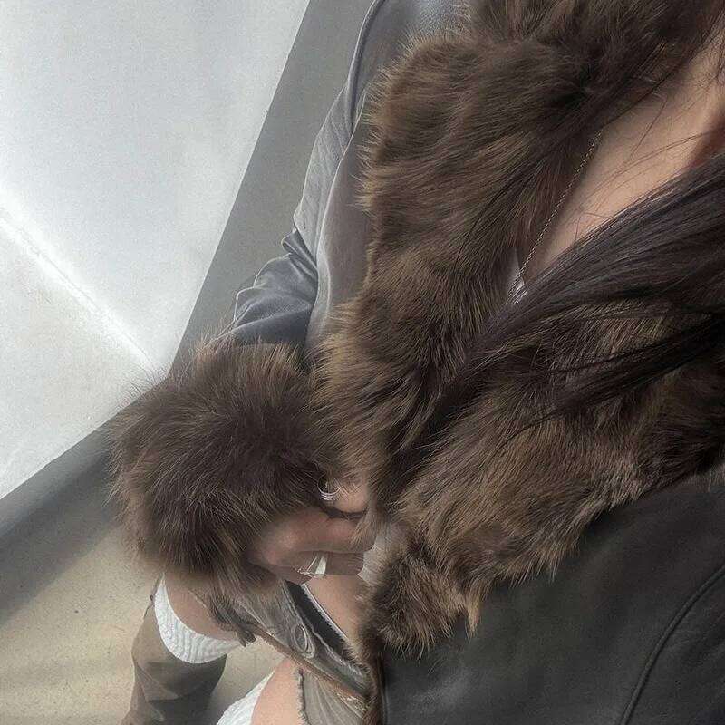 2025 Winter Fur Women's Fashion Wool Male Warm Overcoats Long Motorcycle Jacket Leather Women
