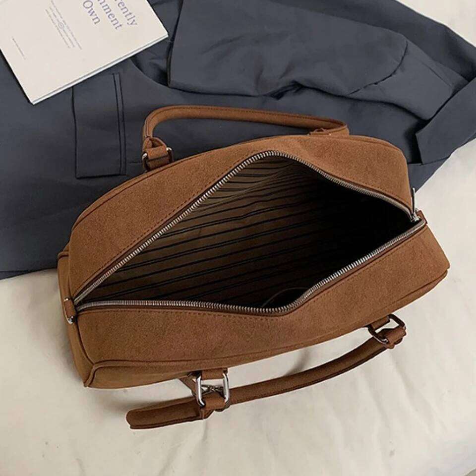Big Size Women Bowling Bags Suede Large Capacity Shoulder Crossbody Bag With Long Strap 2025 Designer Handbags Tote Sac