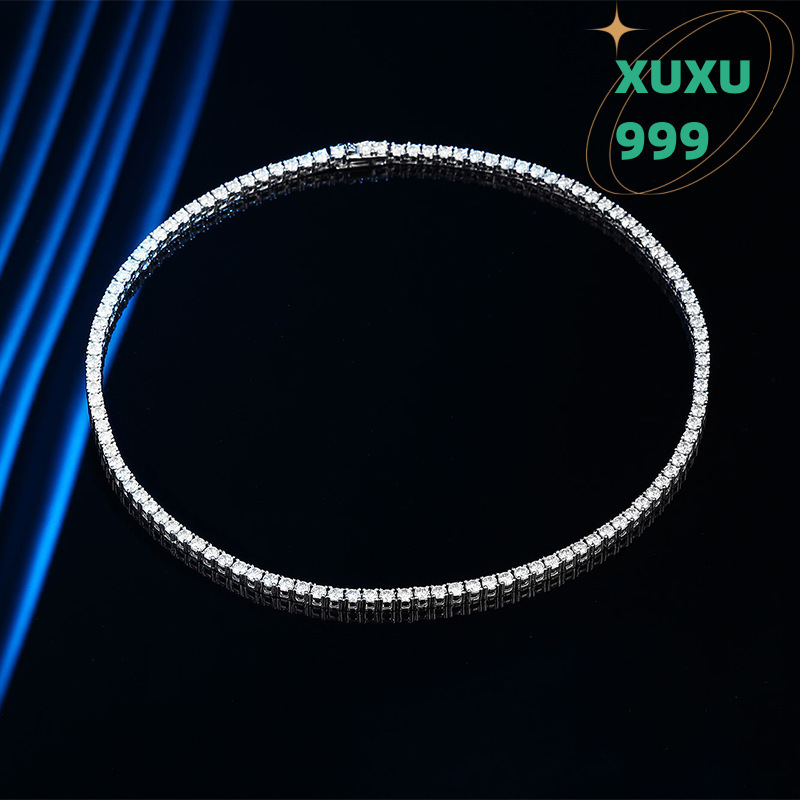 OACOCA GRA Certificate 2.5MM VVS1 D Color White Gold Plated Moissanite Choker 925 Sterling Silver Moissanite Tennis Necklace